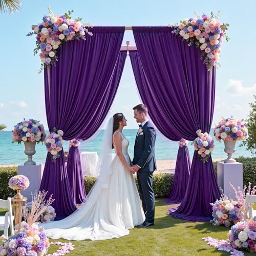 20ft x 12ft Purple Backdrop Curtains for Parties, Wrinkle Free 4 Panels Photo Backdrop Drapes Back Drop Cloth, alternate view