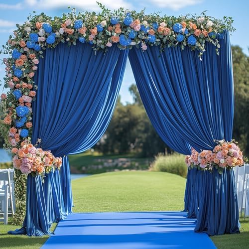 20ft x 12ft Royal Blue Backdrop Curtain for Parties, Wrinkle Free Polyester 4 Panels 5x12ft Photo Backdrop