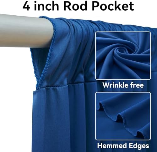 20ft x 12ft Royal Blue Backdrop Curtain for Parties, Wrinkle Free Polyester 4 Panels 5x12ft Photo Backdrop, alternate view 2