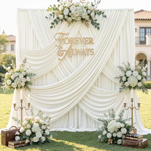 20ft x 12ft Wrinkle Free Ivory Backdrop Curtains for Parties, Ivory Photo Backdrop Drapes 12FT Long Silky Back