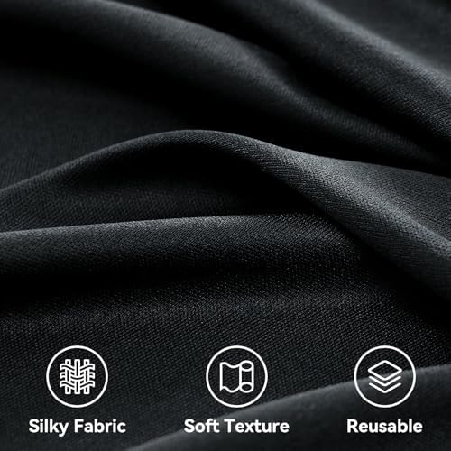 20ft x 14ft Black Backdrop Curtain for Parties, Wrinkle Free Polyester 4 Panels 5x14ft Photo Backdrop Drapes, alternate view