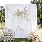 20ft x 14ft White Backdrop Curtain for Parties, Wrinkle Free Polyester 4 Panels 5x14ft Photo Backdrop Drapes, alternate view