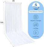 20ft x 14ft White Backdrop Curtain for Parties, Wrinkle Free Polyester 4 Panels 5x14ft Photo Backdrop Drapes, alternate view
