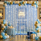 20ft x 15ft Baby Blue Tulle Photo Backdrop Curtain with Lights String for Parties Wedding Sheer Light Blue, alternate view 3