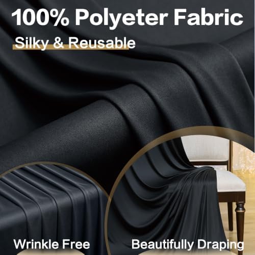 20ft x 15ft Black Backdrop Curtain for Wedding Party 4 Panels 5x15ft Wrinkle Free Silky Polyester Backdrop, alternate view 4