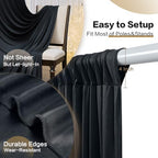 20ft x 15ft Black Backdrop Curtain for Wedding Party 4 Panels 5x15ft Wrinkle Free Silky Polyester Backdrop, alternate view 5