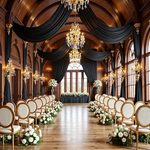 20ft x 15ft Black Backdrop Curtains for Wedding Parties, 4 Panels Wrinkle Free Fabric Drapes Photo Backdrop for, alternate