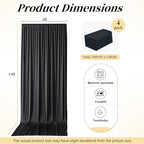 20ft x 15ft Black Backdrop Curtains for Wedding Parties, 4 Panels Wrinkle Free Fabric Drapes Photo Backdrop for, alternate