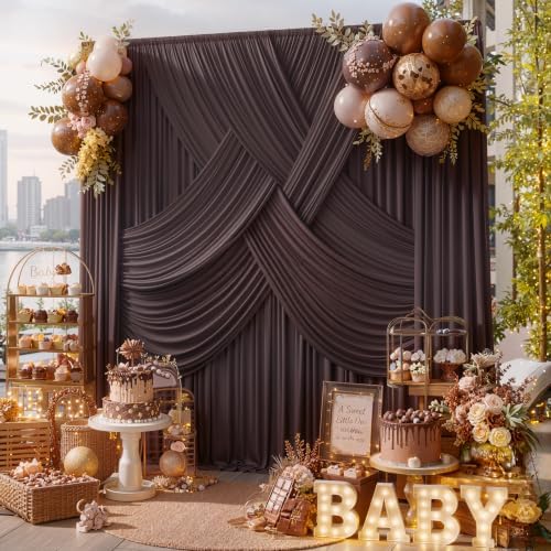 20ft x 15ft Brown Backdrop Curtains, Wrinkle Free Drapes Back Drop Cloth in Brown