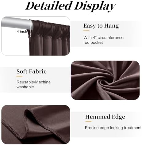 20ft x 15ft Brown Backdrop Curtains, Wrinkle Free Drapes Back Drop Cloth in Brown, alternate view 4