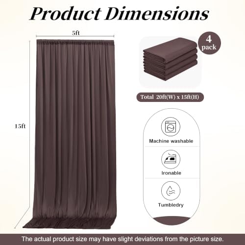 20ft x 15ft Brown Backdrop Curtains, Wrinkle Free Drapes Back Drop Cloth in Brown, alternate view 6