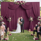 20ft x 15ft Burgundy Backdrop Curtain for Wedding Party 4 Panels 5x15ft Wrinkle Free Silky Polyester Backdrop