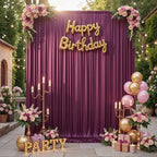 20ft x 15ft Burgundy Backdrop Curtain for Wedding Party 4 Panels 5x15ft Wrinkle Free Silky Polyester Backdrop, alternate view
