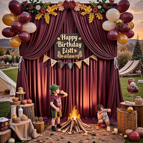 20ft x 15ft Burgundy Backdrop Curtains for Wedding Parties, 4 Panels Extra Long Wrinkle Free Fabric Drapes Photo, alternate