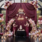 20ft x 15ft Burgundy Backdrop Curtains for Wedding Parties, 4 Panels Extra Long Wrinkle Free Fabric Drapes Photo, alternate