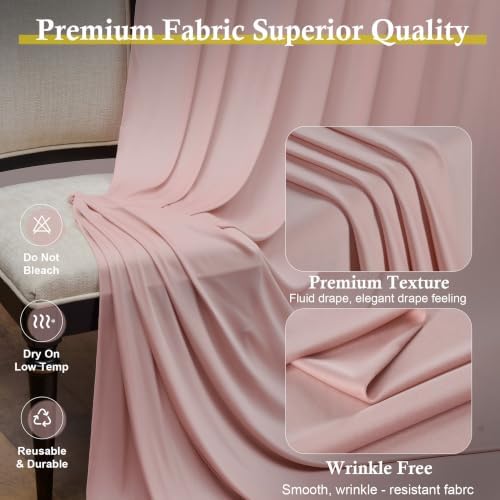 20ft x 15ft Dusty Pink Backdrop Curtains for Wedding Parties, 4 Panels Extra Long Wrinkle Free Fabric Drapes, alternate view