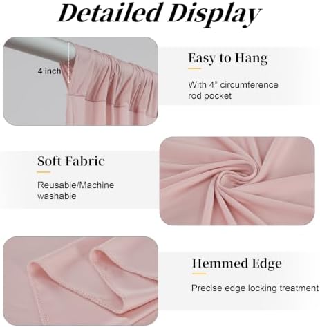 20ft x 15ft Dusty Pink Backdrop Curtains for Wedding Parties, 4 Panels Extra Long Wrinkle Free Fabric Drapes, alternate view