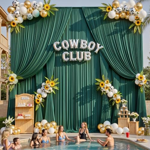 20ft x 15ft Hunter Green Backdrop Curtain for Wedding Party 4 Panels 5x15ft Wrinkle Free Silky Polyester