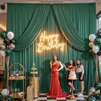 20ft x 15ft Hunter Green Backdrop Curtain for Wedding Party 4 Panels 5x15ft Wrinkle Free Silky Polyester, alternate view 2