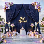 20ft x 15ft Navy Blue Backdrop Curtain for Wedding Party 4 Panels 5x15ft Wrinkle Free Silky Polyester Backdrop