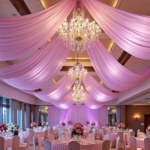 20ft x 15ft Pink Backdrop Curtain for Wedding Party 4 Panels 5x15ft Wrinkle Free Silky Polyester Backdrop Drapes, alternate