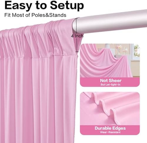 20ft x 15ft Pink Backdrop Curtain for Wedding Party 4 Panels 5x15ft Wrinkle Free Silky Polyester Backdrop Drapes, alternate