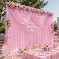 20ft x 15ft Pink Backdrop Curtains, Wrinkle Free Drapes Back Drop Cloth in 5FT×15FT_4 Panels in Pink