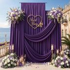20ft x 15ft Purple Backdrop Curtains, Wrinkle Free Drapes Back Drop Cloth in 5FT×15FT_4 Panels in Purple, alternate view 6