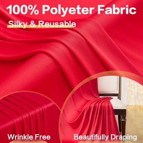 20ft x 15ft Red Backdrop Curtain for Wedding Party 4 Panels 5x15ft Wrinkle Free Silky Polyester Backdrop Drapes, alternate