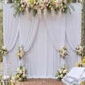 20ft x 15ft White Backdrop Curtain for Wedding Party 4 Panels 5x15ft Wrinkle Free Silky Polyester Backdrop