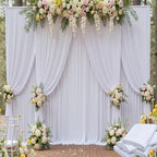 20ft x 15ft White Backdrop Curtain for Wedding Party 4 Panels 5x15ft Wrinkle Free Silky Polyester Backdrop