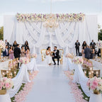 20ft x 15ft White Backdrop Curtain for Wedding Party 4 Panels 5x15ft Wrinkle Free Silky Polyester Backdrop, alternate view 6