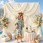 20FT x 15FT Wrinkle-Free Champagne Backdrop Curtains for Wedding, 4 Panels Champagne Fabric Photo Background, alternate view