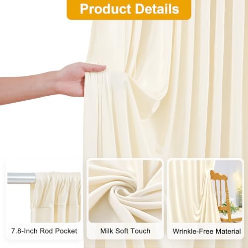 20FT x 15FT Wrinkle-Free Champagne Backdrop Curtains for Wedding, 4 Panels Champagne Fabric Photo Background, alternate view