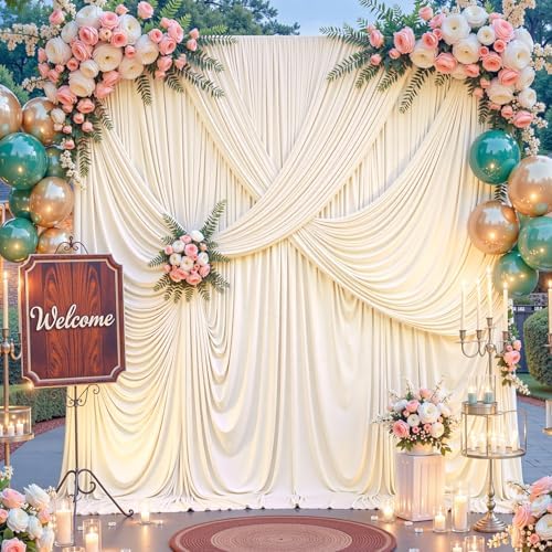 20FT x 15FT Wrinkle-Free Champagne Backdrop Curtains for Wedding, 4 Panels Champagne Fabric Photo Background, alternate view