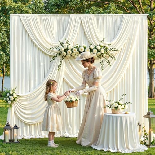 20FT x 15FT Wrinkle-Free Ivory Backdrop Curtains for Wedding, 4 Panels Ivory Fabric Photo Background Drapes for, alternate