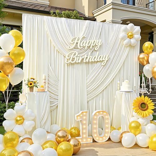 20FT x 15FT Wrinkle-Free Ivory Backdrop Curtains for Wedding, 4 Panels Ivory Fabric Photo Background Drapes for, alternate