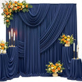 20FT x 15FT Wrinkle-Free Navy Blue Backdrop Curtains for Wedding, 4 Panels Navy Blue Fabric Photo Background