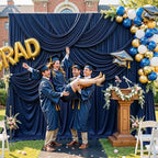 20FT x 15FT Wrinkle-Free Navy Blue Backdrop Curtains for Wedding, 4 Panels Navy Blue Fabric Photo Background, alternate view