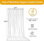 20FT x 15FT Wrinkle-Free Navy Blue Backdrop Curtains for Wedding, 4 Panels Navy Blue Fabric Photo Background, alternate view