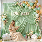 20FT x 15FT Wrinkle-Free Sage Green Backdrop Curtains for Wedding, 4 Panels Sage Green Fabric Photo Background, alternate