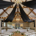 20FT x 50FT Black Ceiling Drapes for Halloween Party Decor in 60"W x 600"L (Pack of 4) in Black