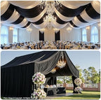20FT x 50FT Black Ceiling Drapes for Halloween Party Decor in 60"W x 600"L (Pack of 4) in Black, alternate view 6