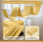 20FT x 50FT Gold Ceiling Drapes for Wedding Party Decor, alternate view 2