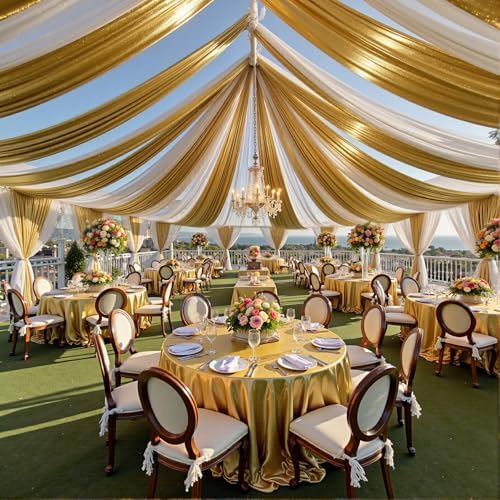 20FT x 50FT Gold Ceiling Drapes for Wedding Party Decor, alternate view 7