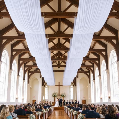 20FT x 50FT White Ceiling Drapes for Wedding Party Decor