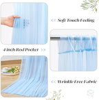 20ft x 8ft Blue Backdrop Curtain Panels with Lights String for Parties, Sheer Tulle Wedding Backdrop Drapes for, alternate