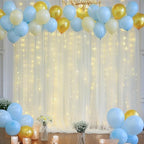 20ft x 8ft Ivory Backdrop Curtain Panels with Lights String for Parties, Sheer Tulle Wedding Backdrop Drapes for, alternate