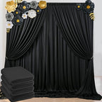 20ft x 8ft Wrinkle Free Black Backdrop Curtains for Parties, 4 Panels Thick Polyester Black Photo Backdrop