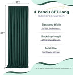 20ft x 8ft Wrinkle Free Hunter Green Backdrop Curtain for Jungle Parties, 4 Panels 5×8ft Soft Silky Green, alternate view 5